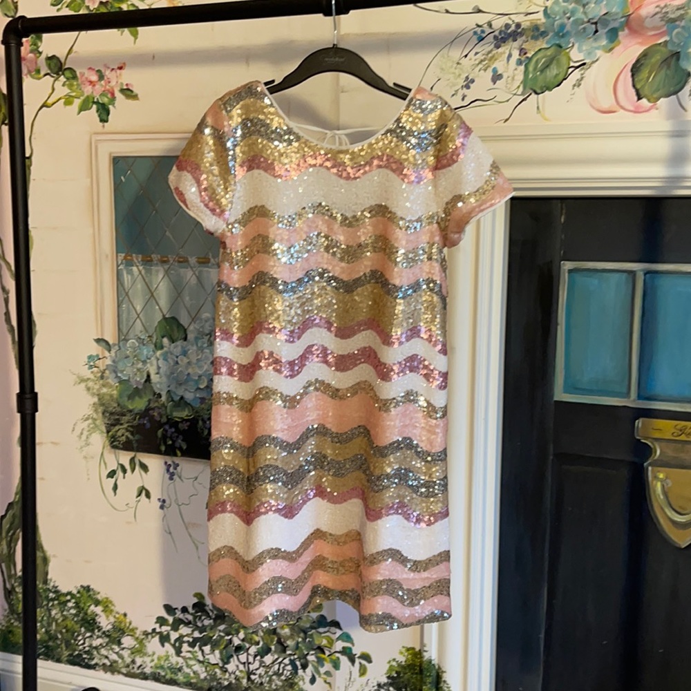 Sequin Hearts Girls pink, white, gold sequin dress size girls 12